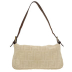 FENDI Zucca Canvas Mamma Baguette Shoulder Bag Beige Silver96599