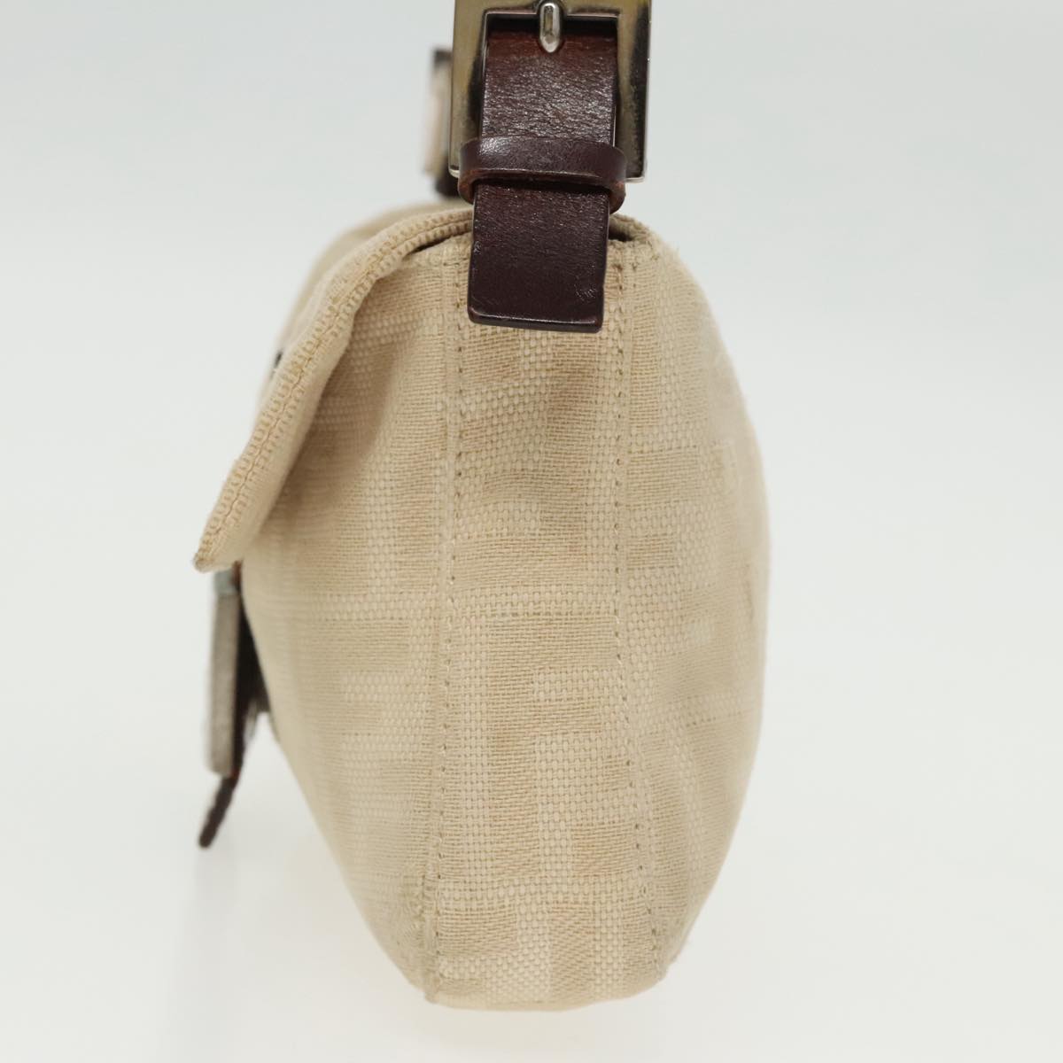 FENDI Zucca Canvas Mamma Baguette Shoulder Bag Beige Silver96599