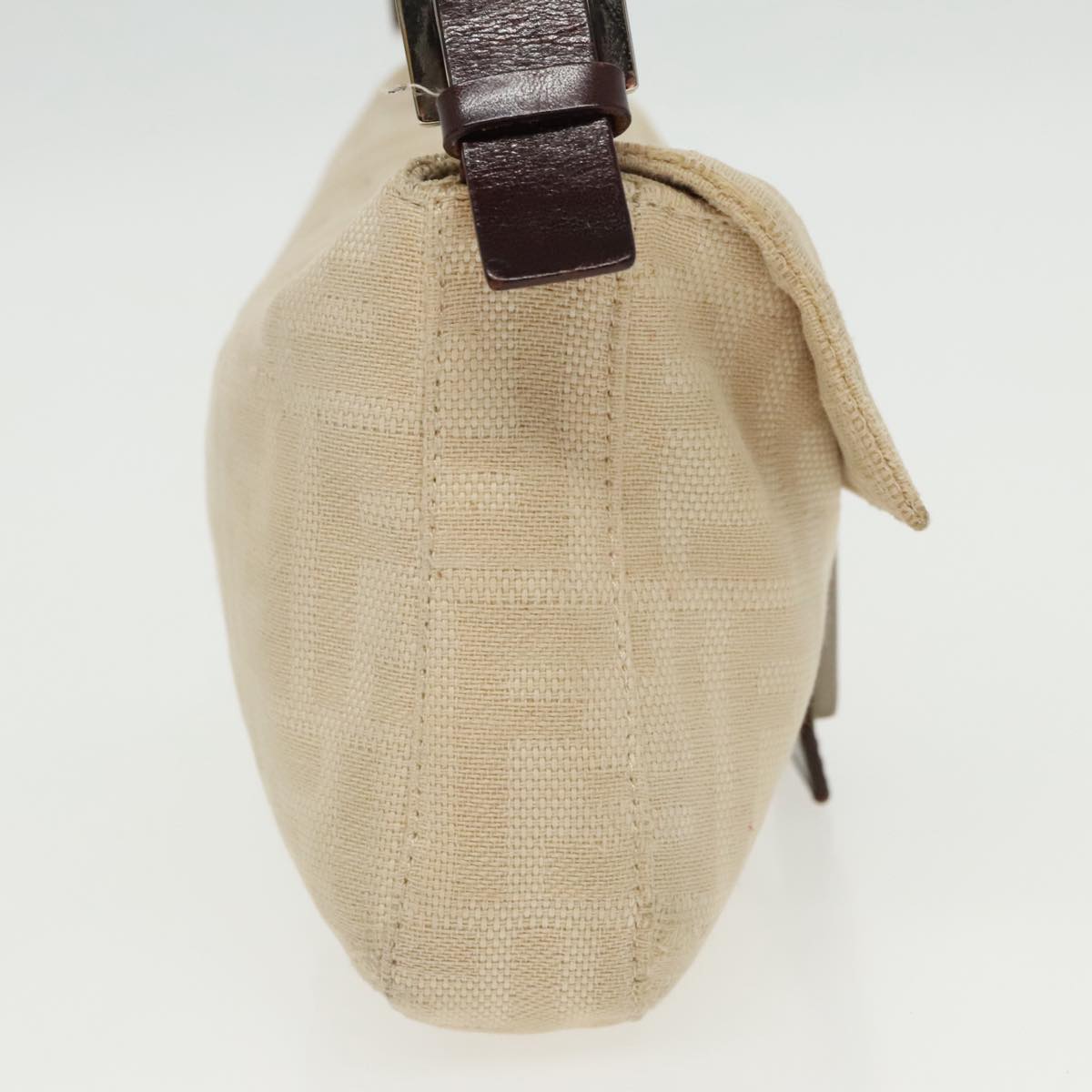 FENDI Zucca Canvas Mamma Baguette Shoulder Bag Beige Silver96599