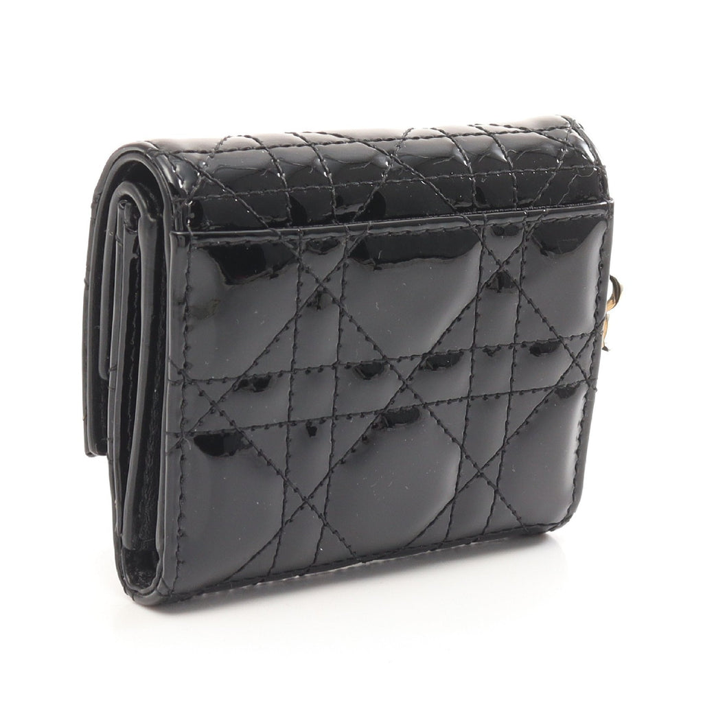 Dior Lotus Canage Trifold wallet Patent leather Black
