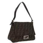 FENDI Zucca Canvas Mamma Baguette Shoulder Bag Black Brown Silver96635