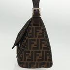 FENDI Zucca Canvas Mamma Baguette Shoulder Bag Black Brown Silver96635