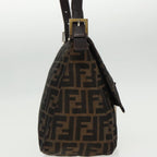 FENDI Zucca Canvas Mamma Baguette Shoulder Bag Black Brown Silver96635