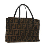 FENDI Zucca Canvas Hand Bag Brown Black Silver96637