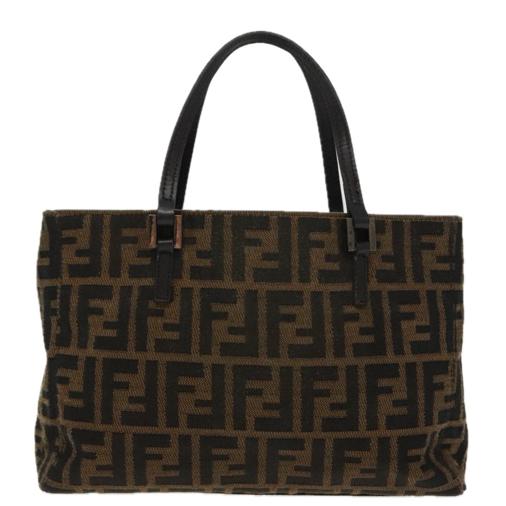 FENDI Zucca Canvas Hand Bag Brown Black Silver96637