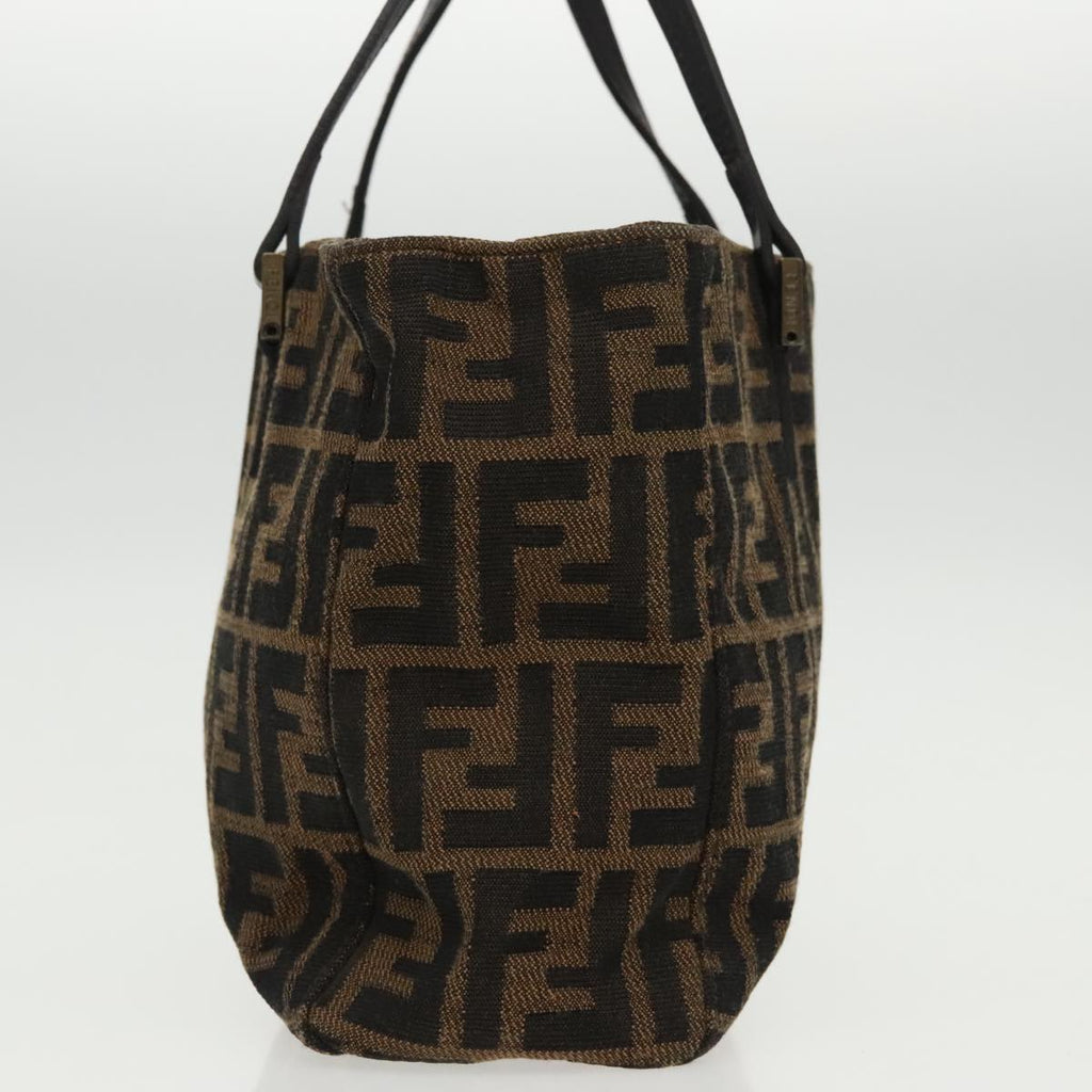 FENDI Zucca Canvas Hand Bag Brown Black Silver96637