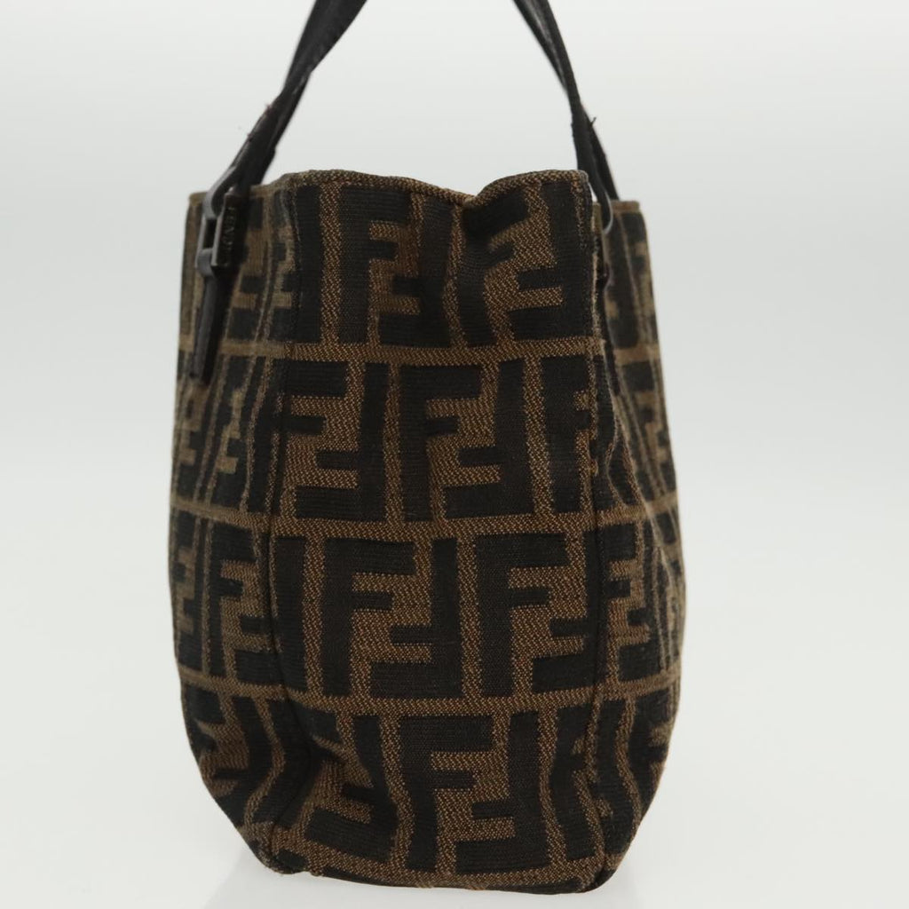 FENDI Zucca Canvas Hand Bag Brown Black Silver96637