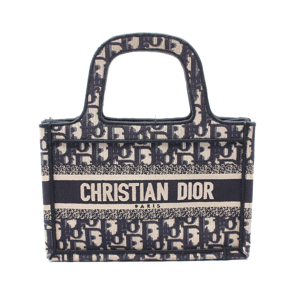 Dior BOOK TOTE Book tote Mini Handbag Canvas Navy Beige