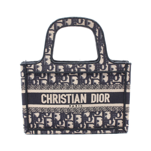 Dior BOOK TOTE Book tote Mini Handbag Canvas Navy Beige