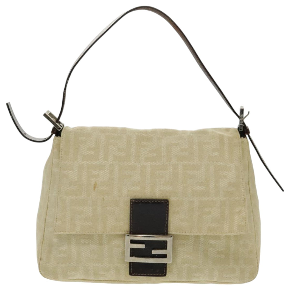 FENDI Zucca Canvas Mamma Baguette Shoulder Bag Beige96676
