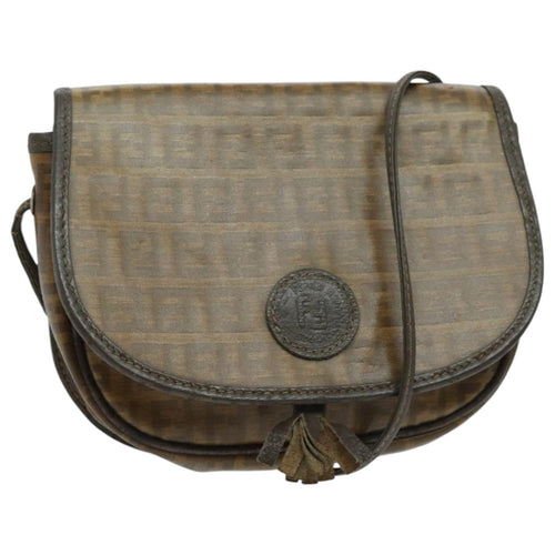FENDI Zucchino Canvas Shoulder Bag Brown96678