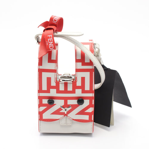 FENDI FENDI * MARC JACOBS MINI BUSTINA BUNNY Handbag Leather Red Off white 2WAY