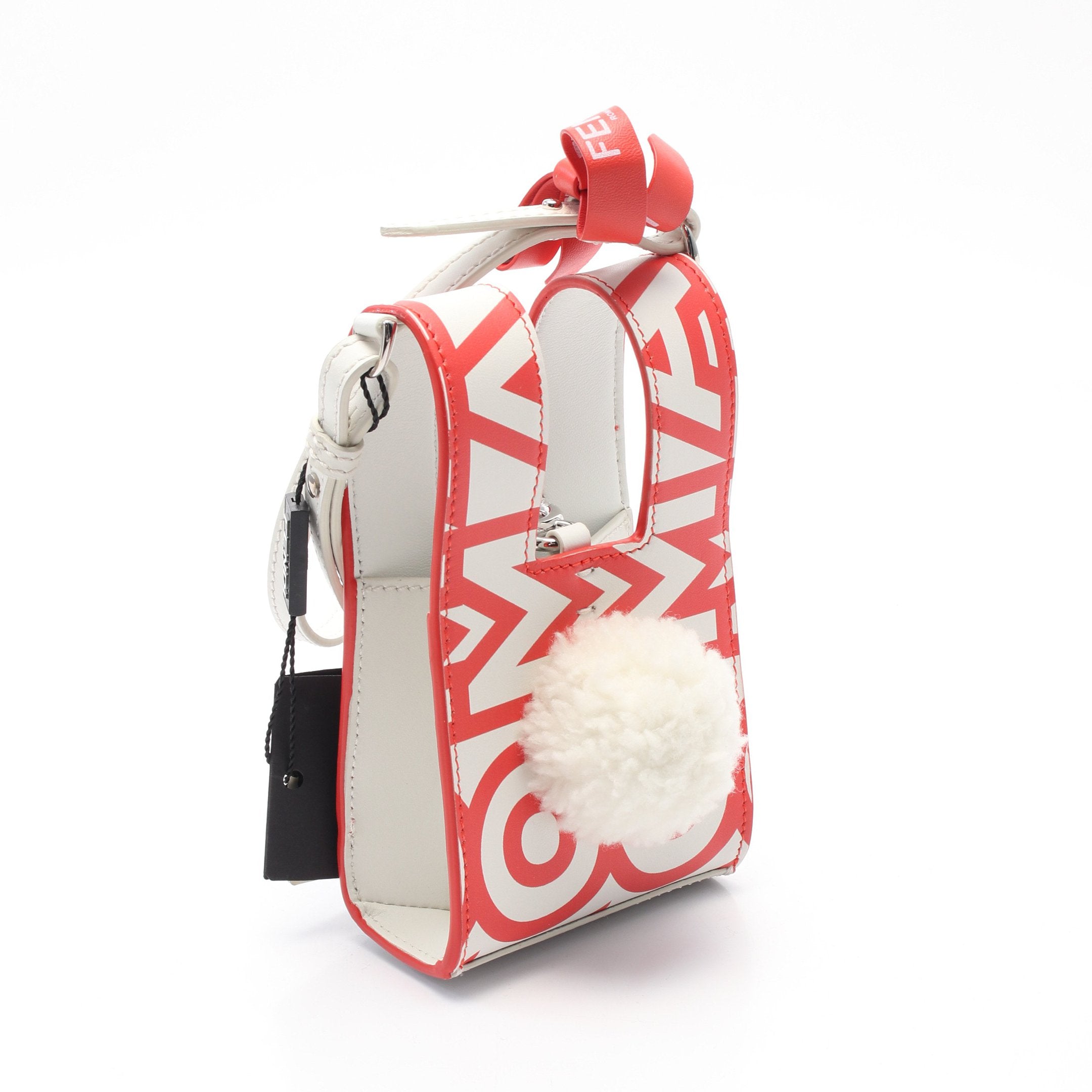 FENDI FENDI * MARC JACOBS MINI BUSTINA BUNNY Handbag Leather Red Off white 2WAY