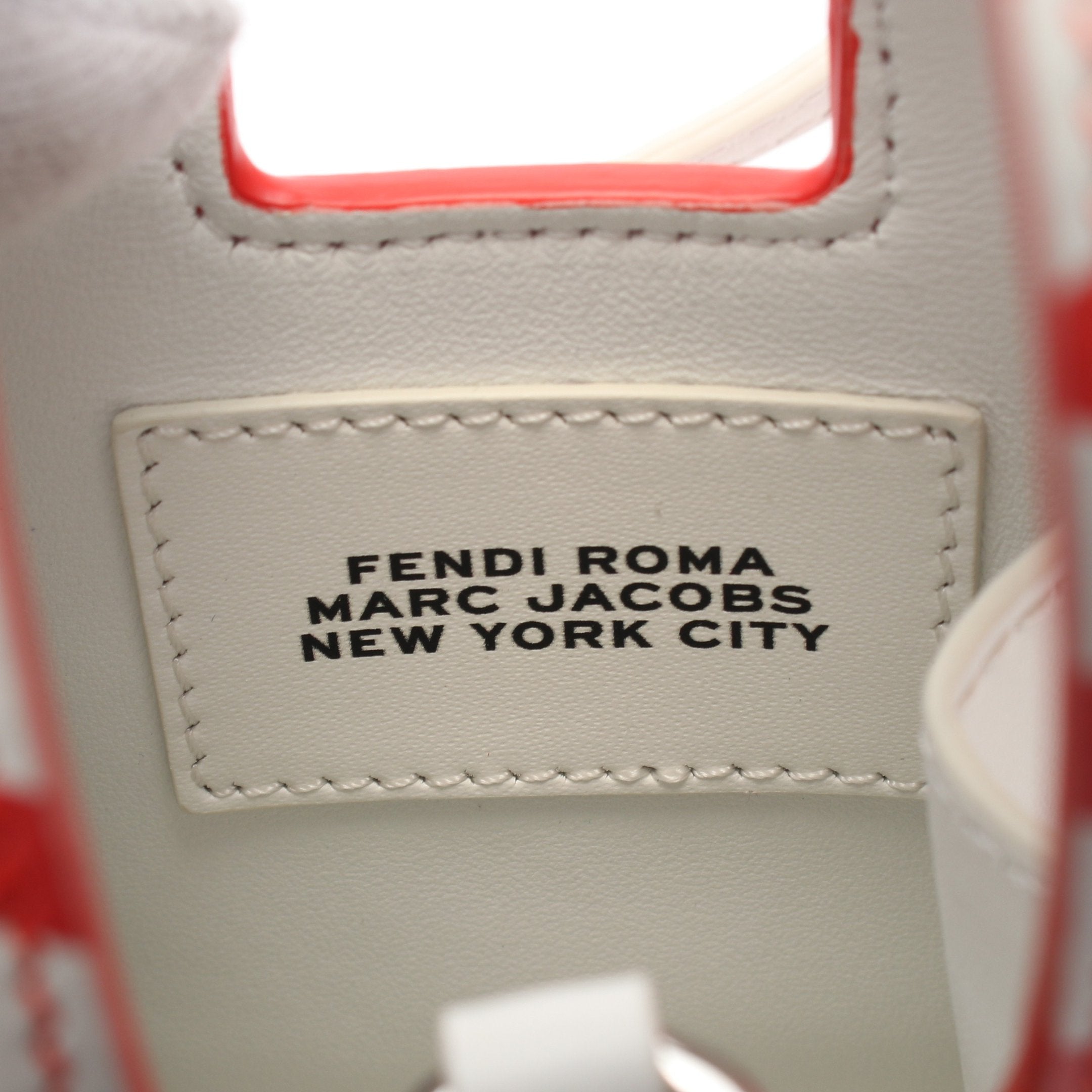 FENDI FENDI * MARC JACOBS MINI BUSTINA BUNNY Handbag Leather Red Off white 2WAY