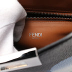 FENDI Peekaboo ISeeU Isee u X-Cross Handbag Leather Black White Blue 2WAY