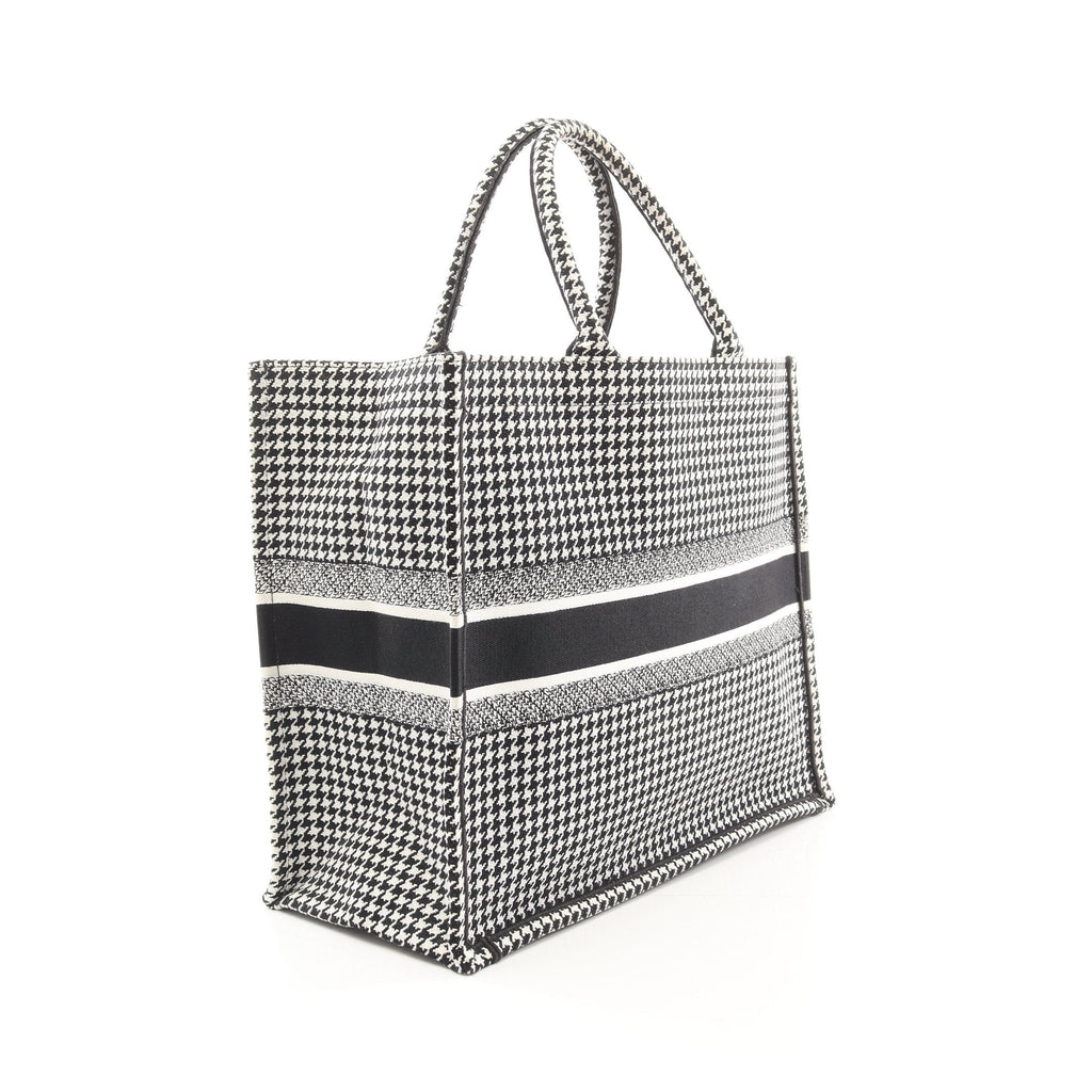 Dior BOOK TOTE Book tote Large Handbag Tote bag Houndstooth Canvas White Black