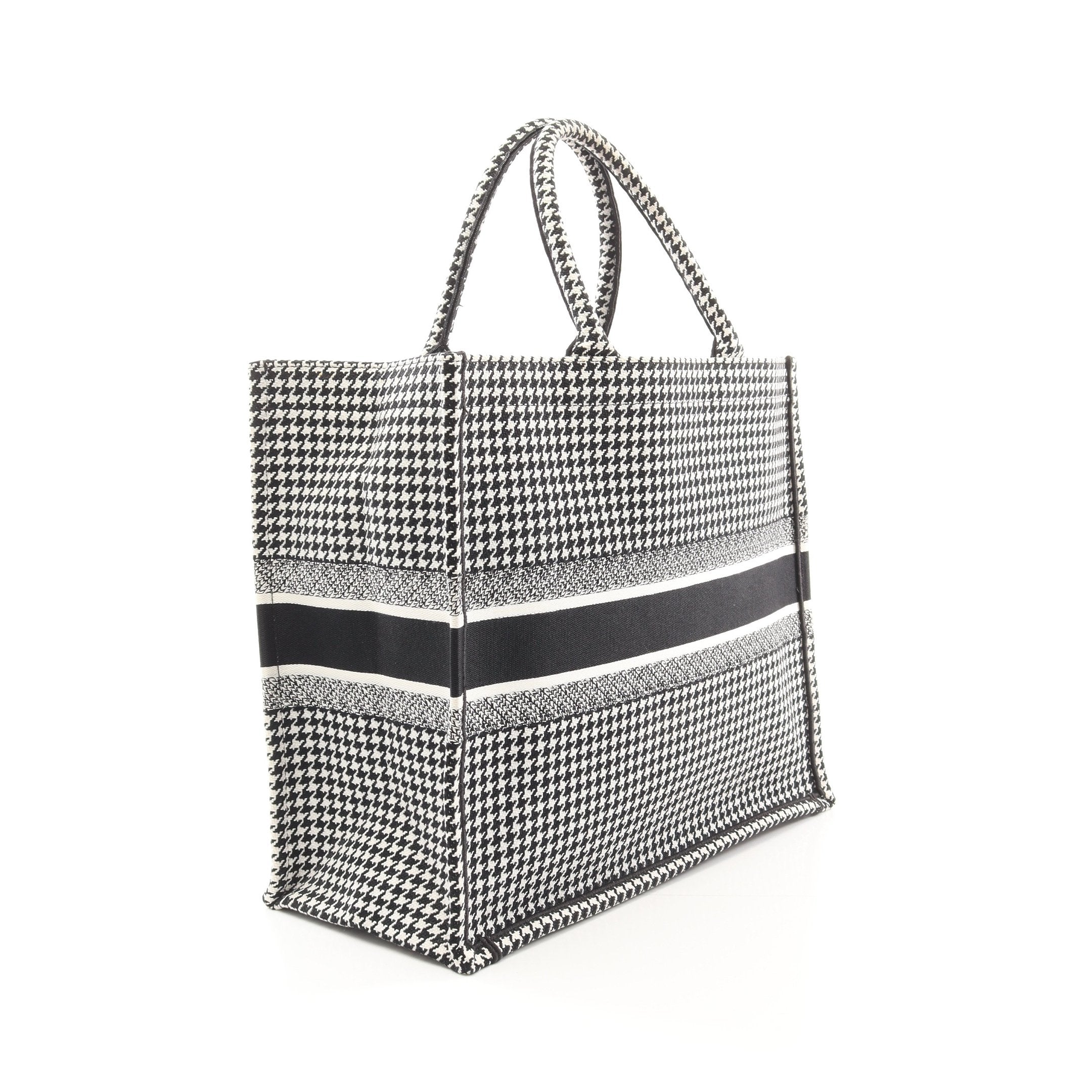 Dior BOOK TOTE Book tote Large Handbag Tote bag Houndstooth Canvas White Black