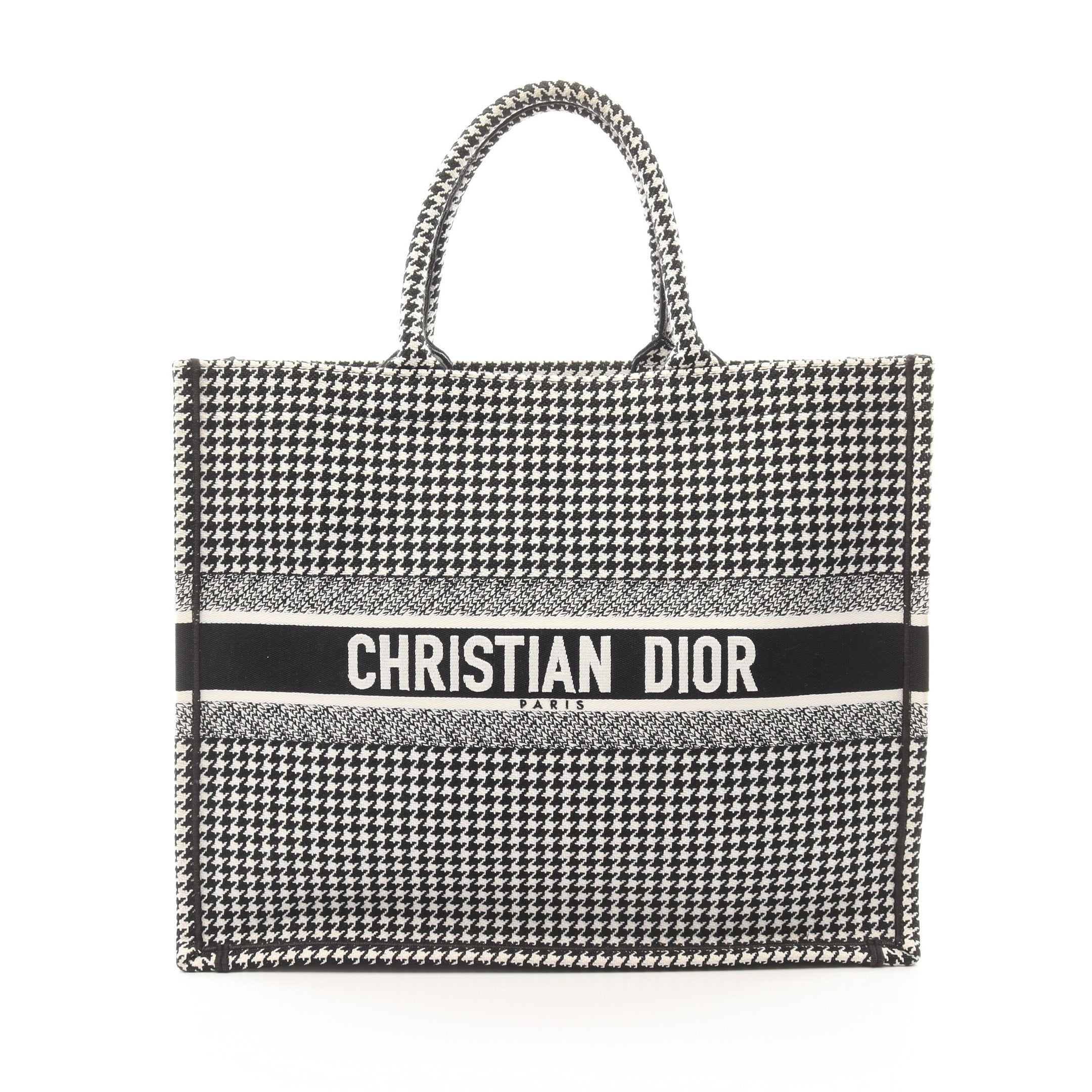 Dior BOOK TOTE Book tote Large Handbag Tote bag Houndstooth Canvas White Black