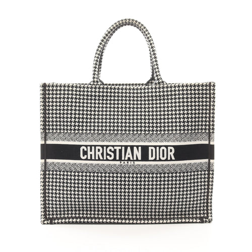 Dior BOOK TOTE Book tote Large Handbag Tote bag Houndstooth Canvas White Black