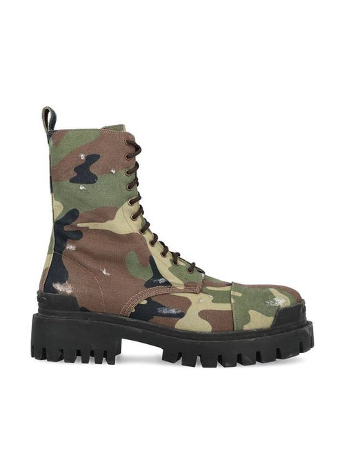 Balenciaga Camouflage Lace-Up Ankle Boots Green