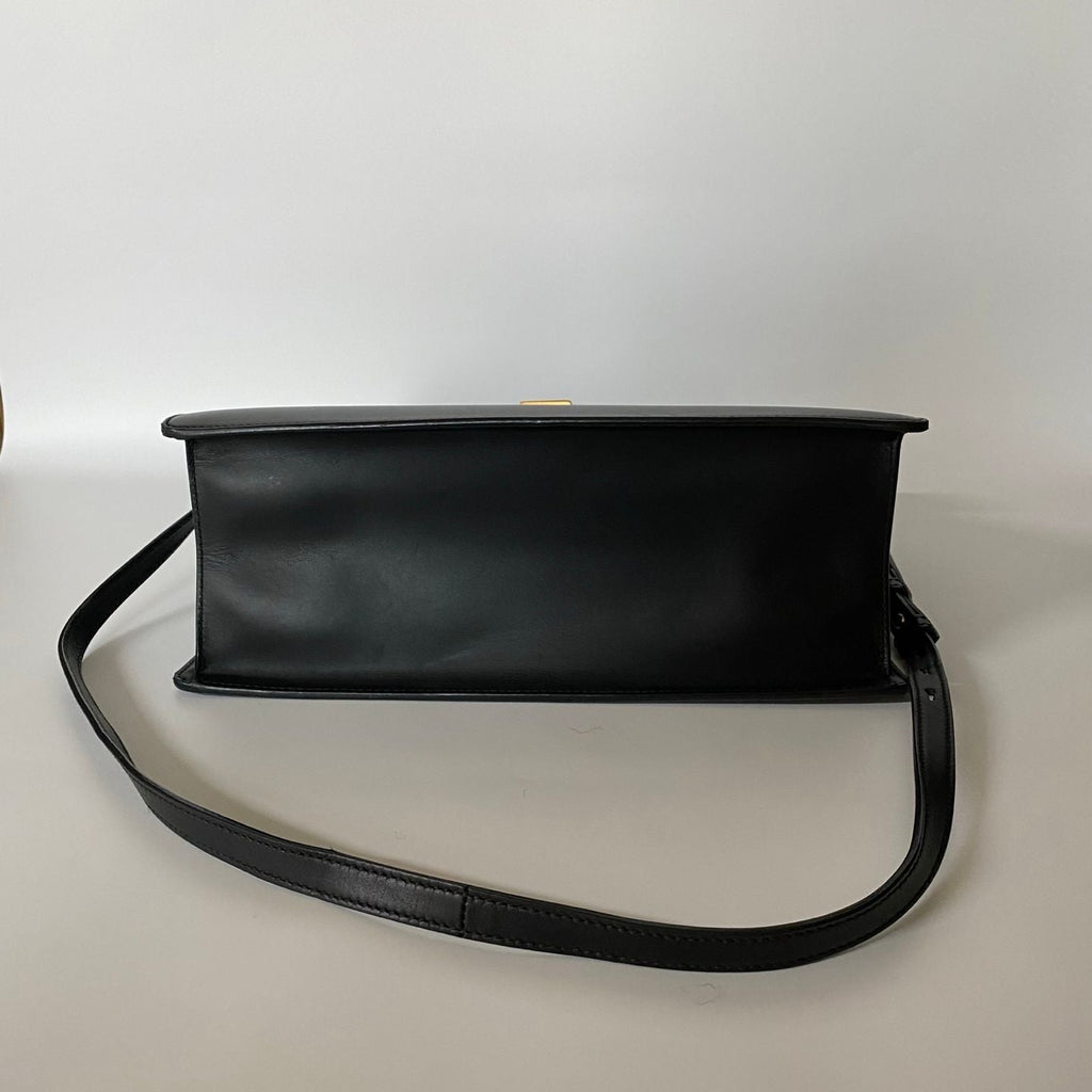 GUCCI Calfskin Medium Sylvie Top Handle Bag Black - NG102729