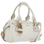 Chloe Shoulder Bag Leather White Gold Silver 96926