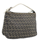 FENDI Zucchino Canvas Hand Bag Navy Silver96939