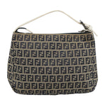 FENDI Zucchino Canvas Hand Bag Navy Silver96939