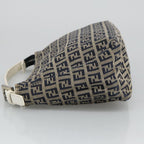 FENDI Zucchino Canvas Hand Bag Navy Silver96939