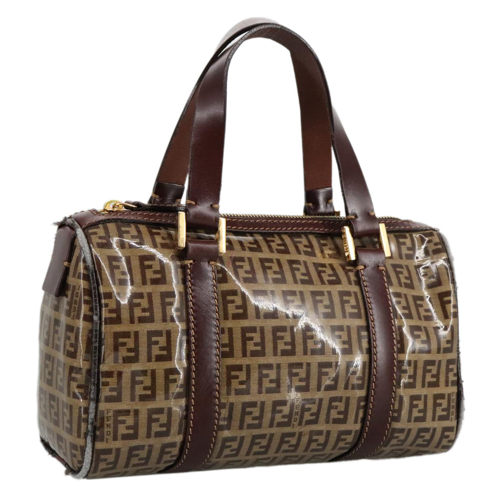 FENDI Zucchino Canvas Hand Bag Beige Gold96946