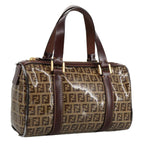 FENDI Zucchino Canvas Hand Bag Beige Gold96946