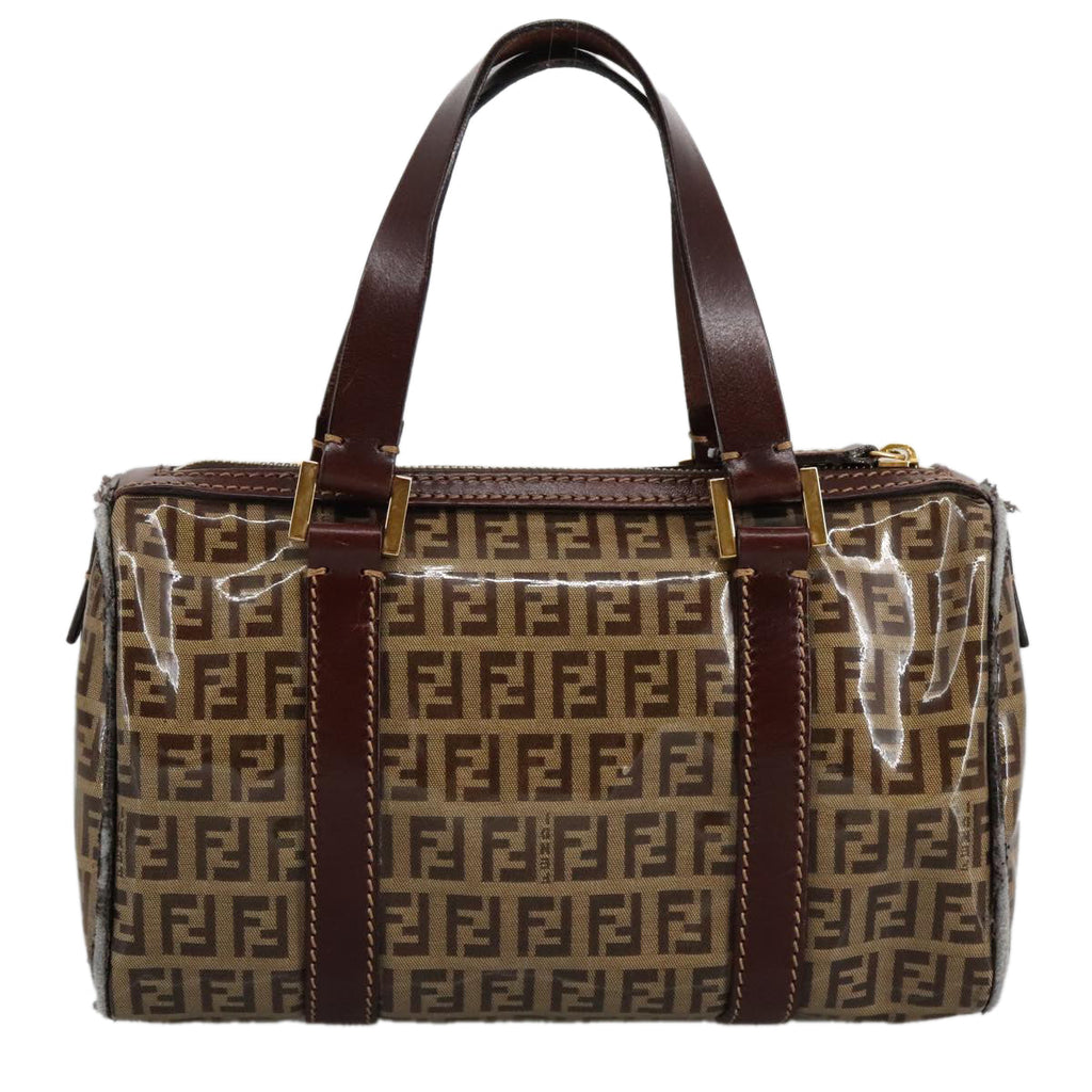 FENDI Zucchino Canvas Hand Bag Beige Gold96946