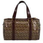 FENDI Zucchino Canvas Hand Bag Beige Gold96946