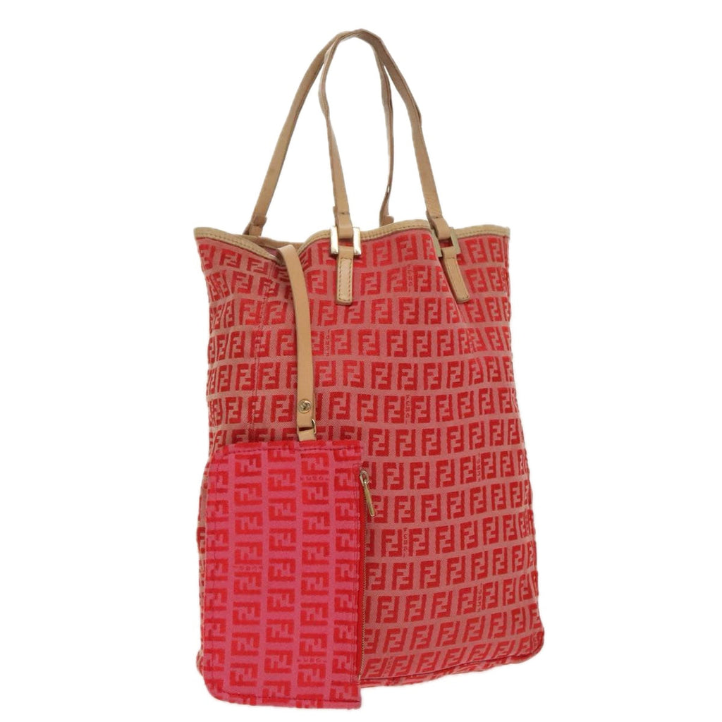FENDI Zucchino Canvas Hand Bag Red Gold96951