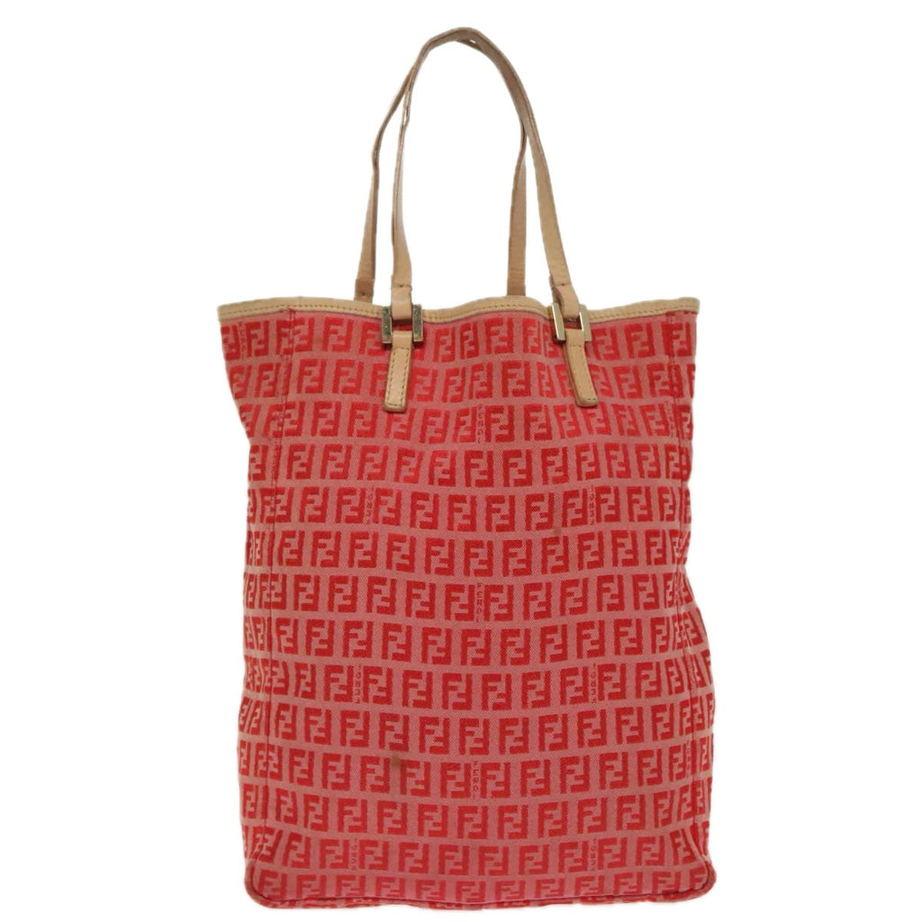 FENDI Zucchino Canvas Hand Bag Red Gold96951