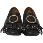 Chloe Olly Fringe Loafers in Black Leather