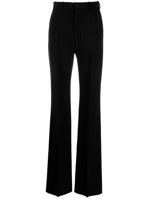 Balenciaga Pinstripe Pleats Front Straight Pants Black