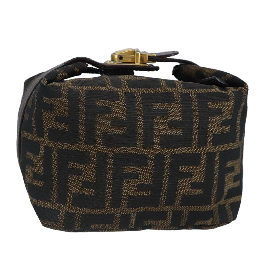 FENDI Zucca Canvas Pouch Brown Black gold97012
