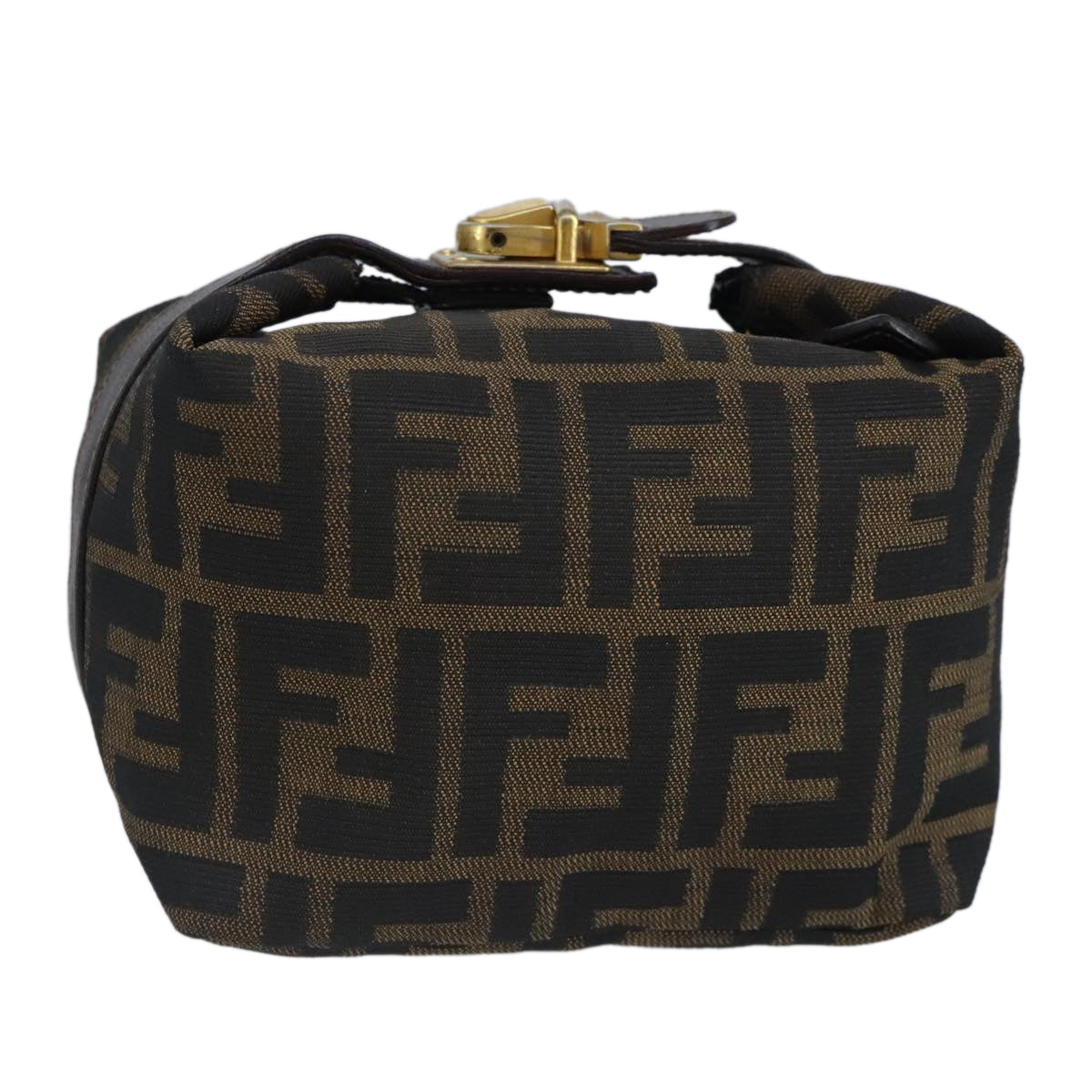 FENDI Zucca Canvas Pouch Brown Black gold97012