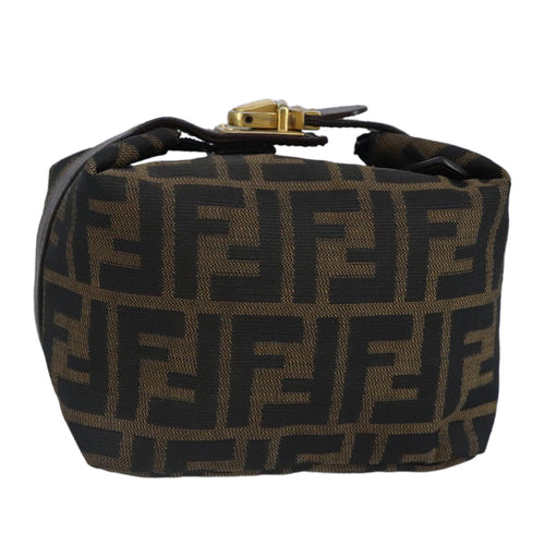 FENDI Zucca Canvas Pouch Brown Black gold97012