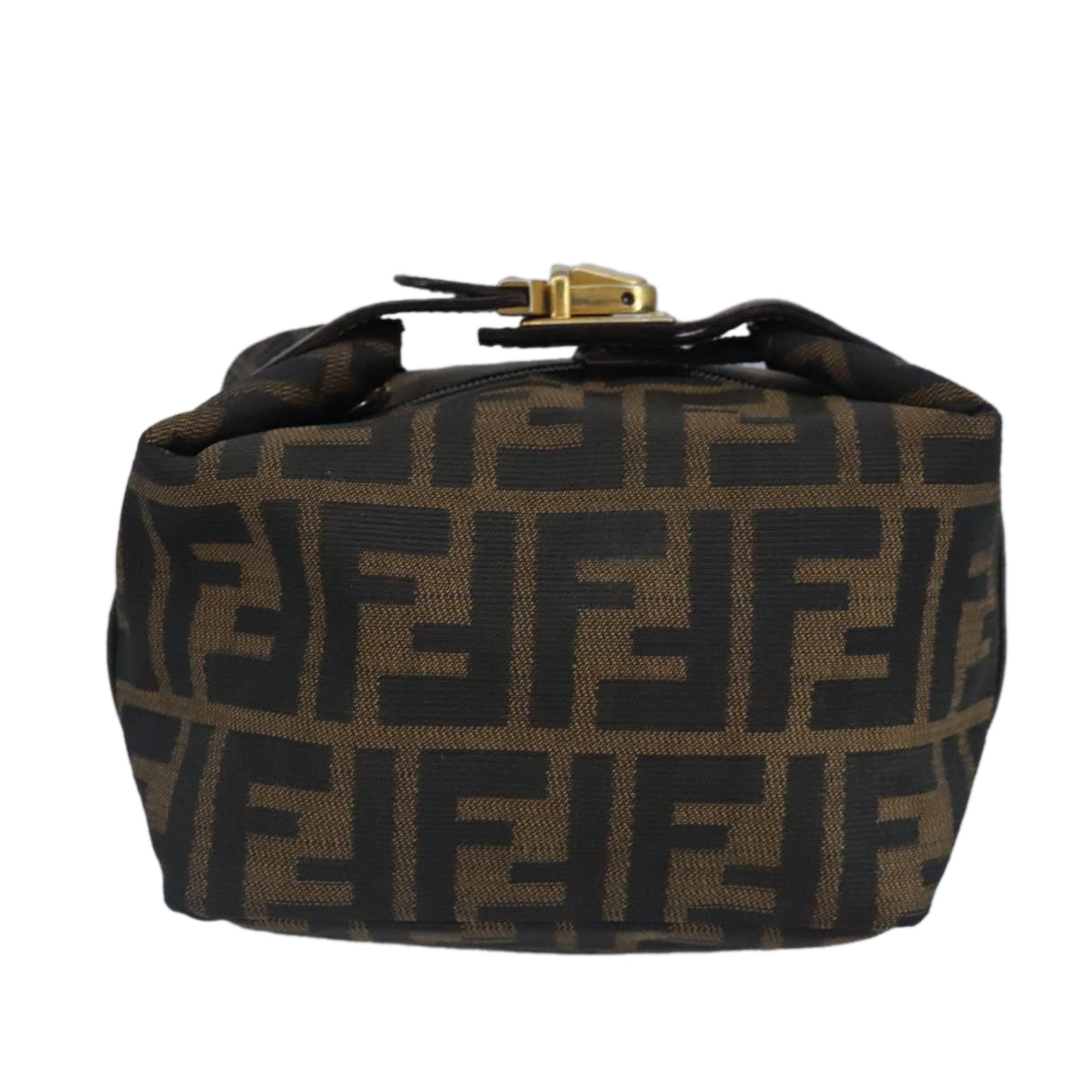 FENDI Zucca Canvas Pouch Brown Black gold97012