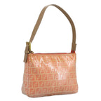 FENDI Zucchino Canvas Hand Bag Enamel Orange Gold97013