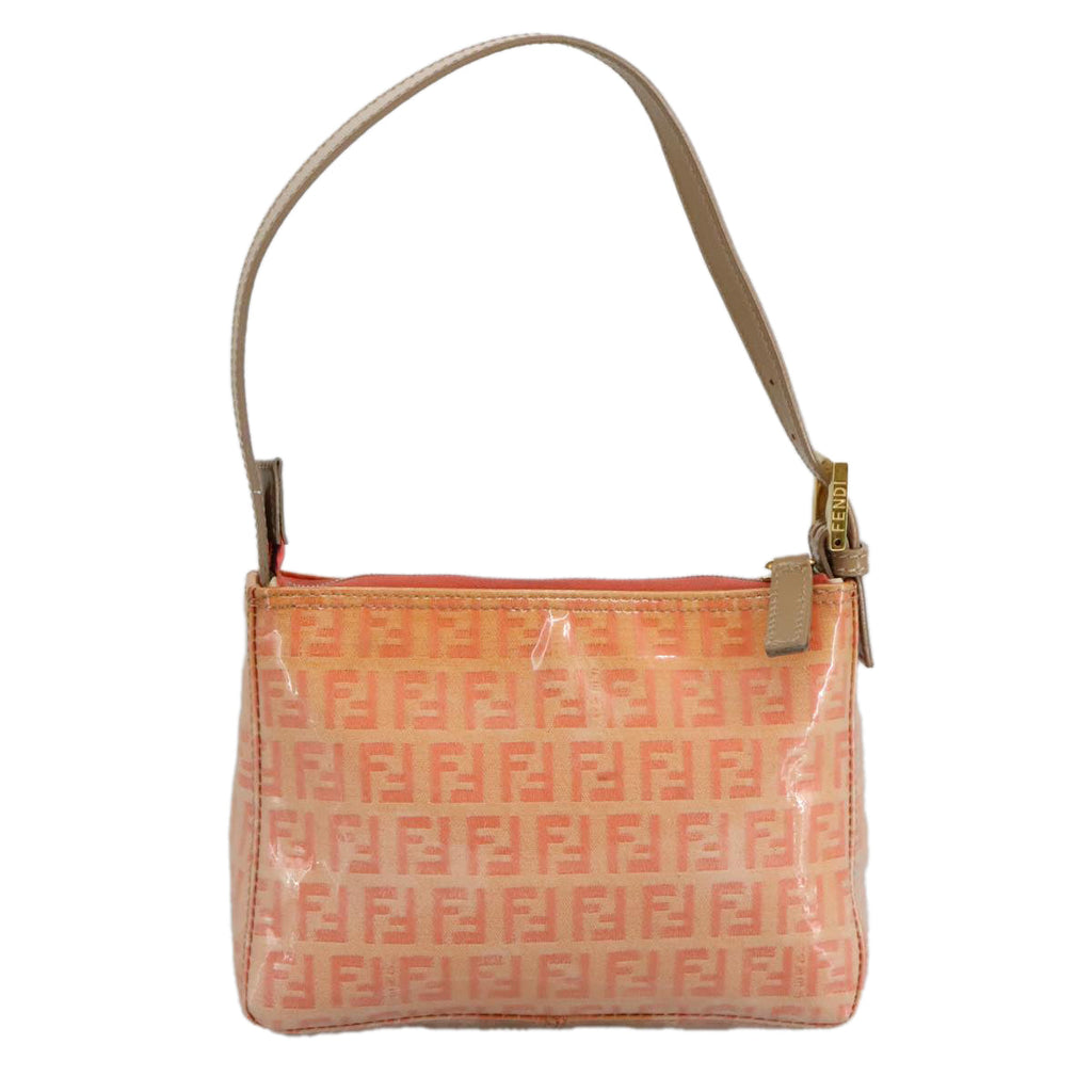FENDI Zucchino Canvas Hand Bag Enamel Orange Gold97013