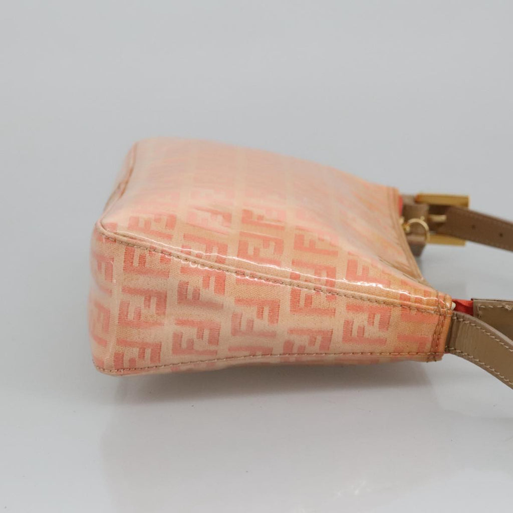 FENDI Zucchino Canvas Hand Bag Enamel Orange Gold97013