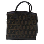 FENDI Zucca Canvas Hand Bag 2way Brown Black gold97106