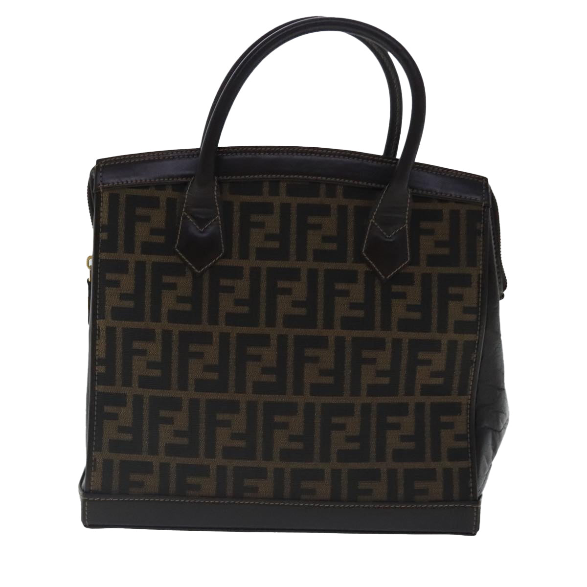 FENDI Zucca Canvas Hand Bag 2way Brown Black gold97106