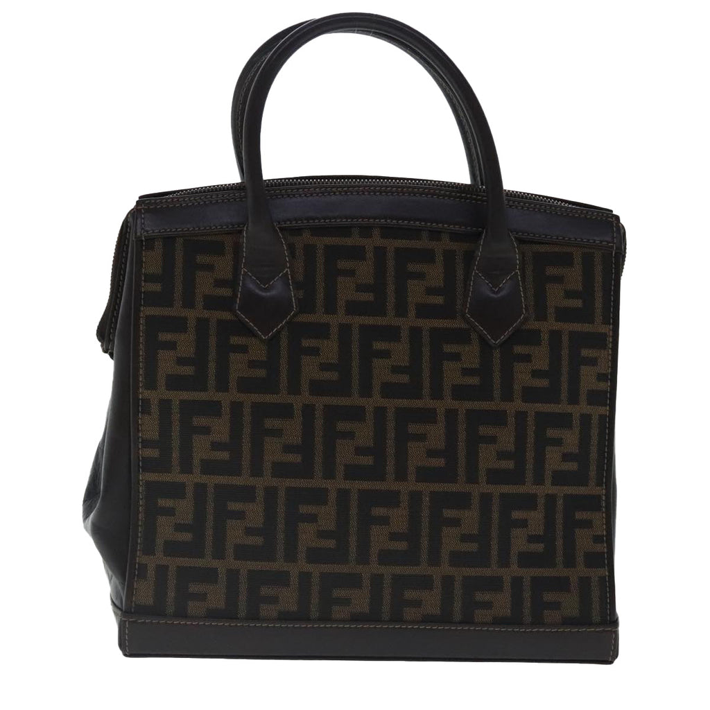 FENDI Zucca Canvas Hand Bag 2way Brown Black gold97106