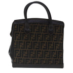 FENDI Zucca Canvas Hand Bag 2way Brown Black gold97106