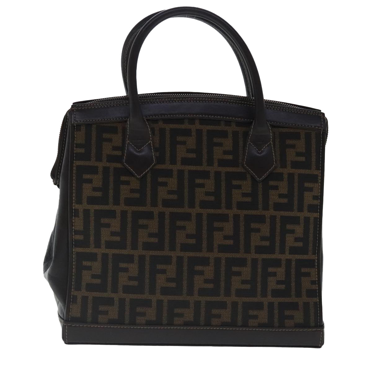 FENDI Zucca Canvas Hand Bag 2way Brown Black gold97106