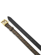 Fendi FF Square Stud Buckle Leather Belt Brown